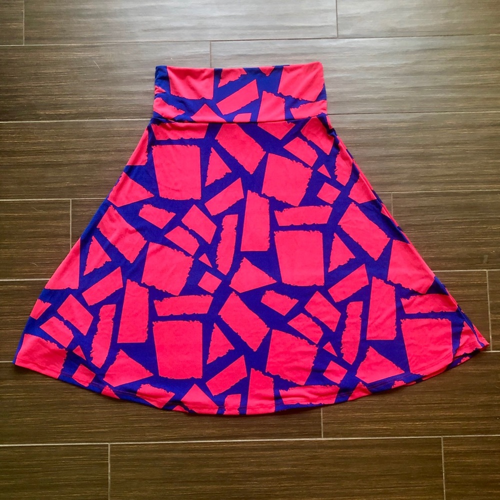 LuLaRoe Azure Print A-Line Swing Skirt Sz XS 2 4